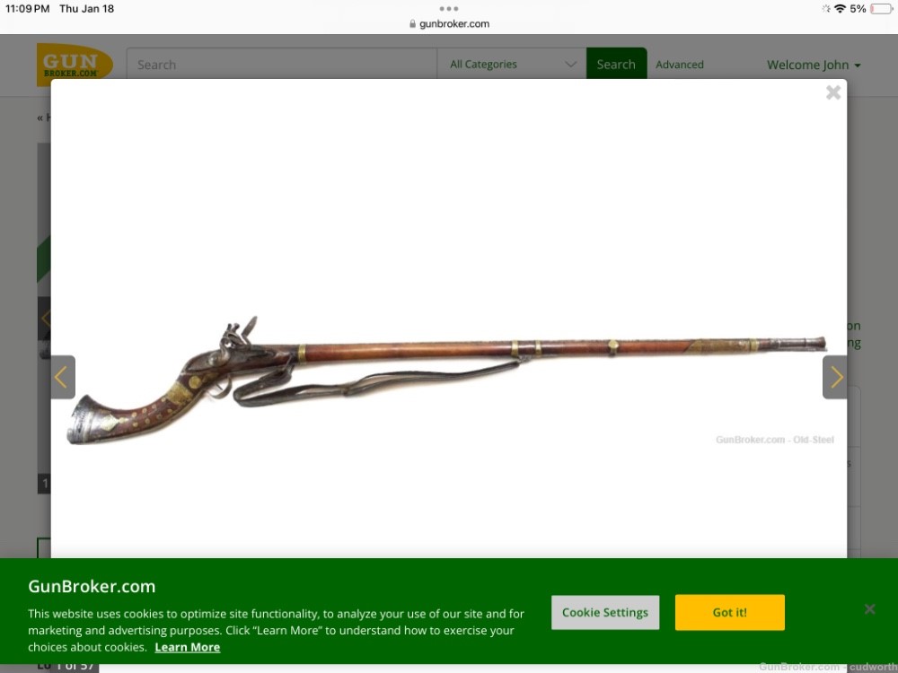 Afghanistan Jezail Rifle with British East India Co. Lock  dated 1797 -img-0
