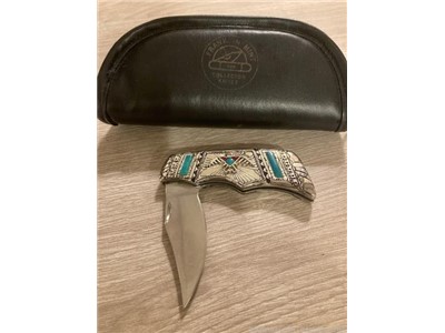 Franklin Mint Collector Knife ,Native American motif ,6" with zippered case