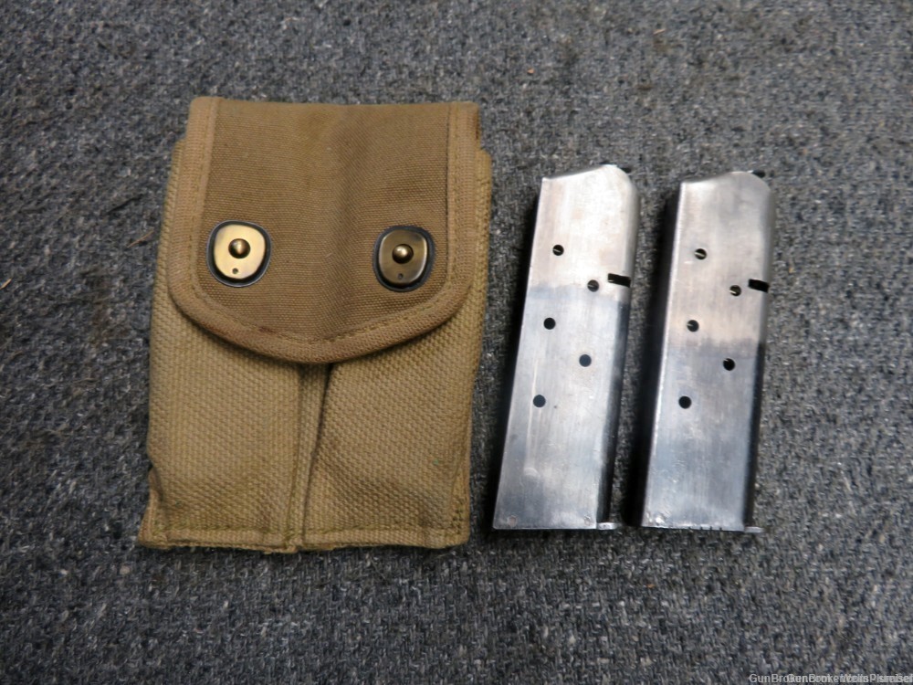 US WWI COLT 1911 GOVERNMENT MODEL 45ACP TWO TONE MAGAZINES w/ 1918 POUCH-img-0