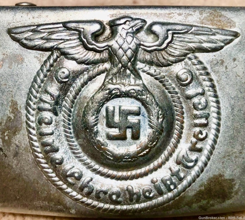 German WWII SS EM Buckle, Plated Steel, marked (RZM) 155/40 (SS), VG...$35.-img-14