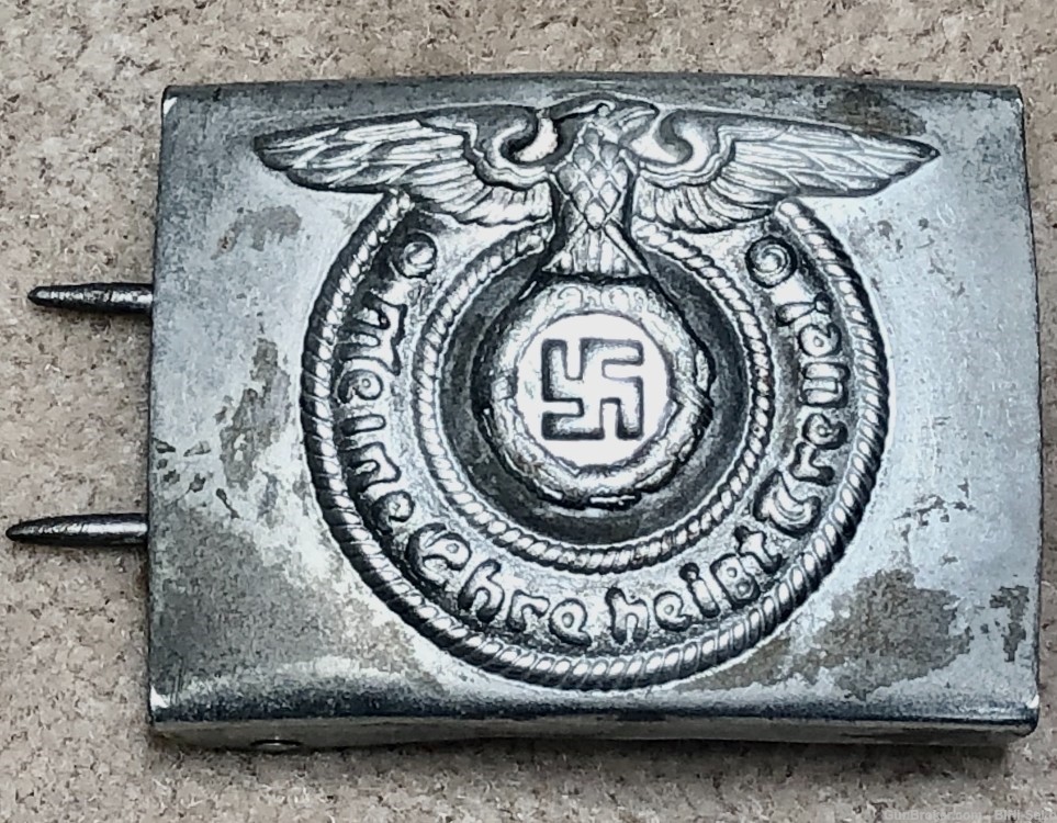 German WWII SS EM Buckle, Plated Steel, marked (RZM) 155/40 (SS), VG...$35.-img-12