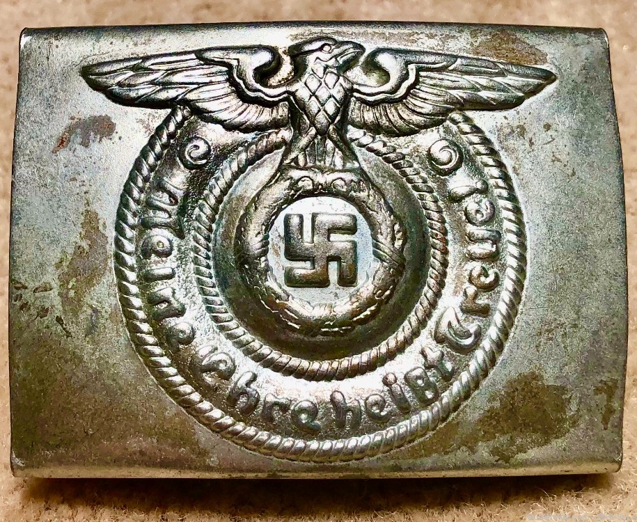 German WWII SS EM Buckle, Plated Steel, marked (RZM) 155/40 (SS), VG...$35.-img-8