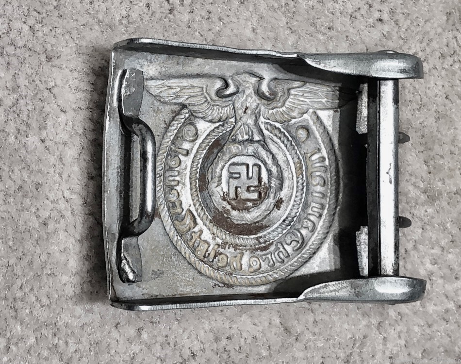 German WWII SS EM Buckle, Plated Steel, marked (RZM) 155/40 (SS), VG...$35.-img-2