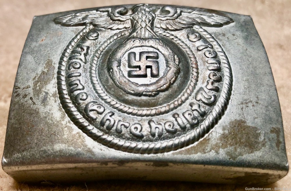 German WWII SS EM Buckle, Plated Steel, marked (RZM) 155/40 (SS), VG...$35.-img-13