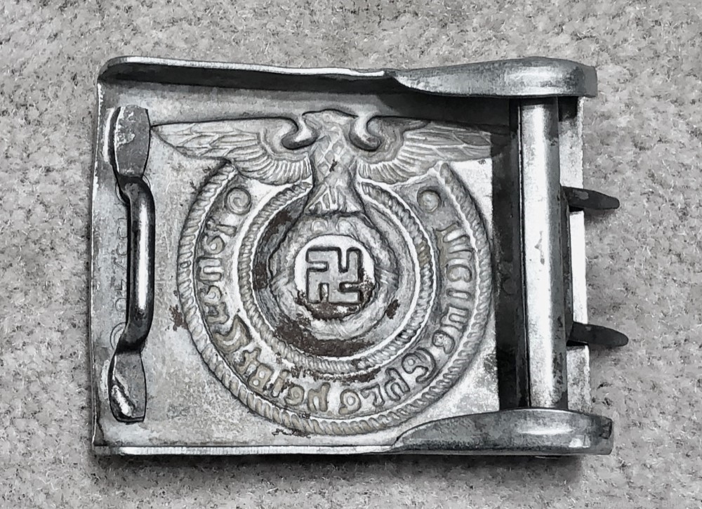 German WWII SS EM Buckle, Plated Steel, marked (RZM) 155/40 (SS), VG...$35.-img-1