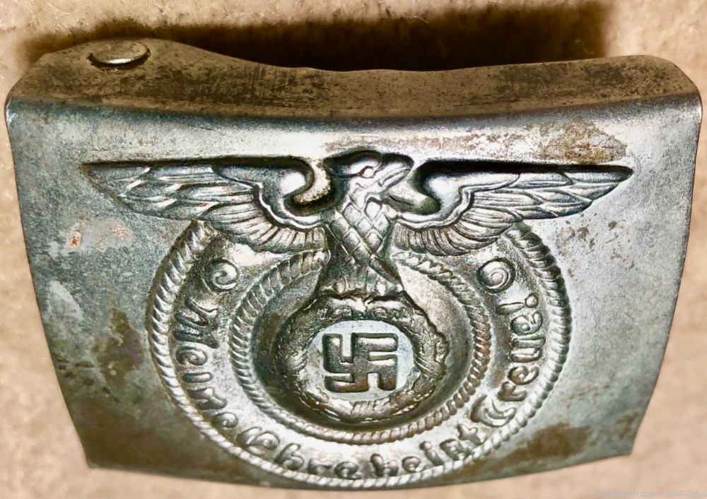 German WWII SS EM Buckle, Plated Steel, marked (RZM) 155/40 (SS), VG...$35.-img-9