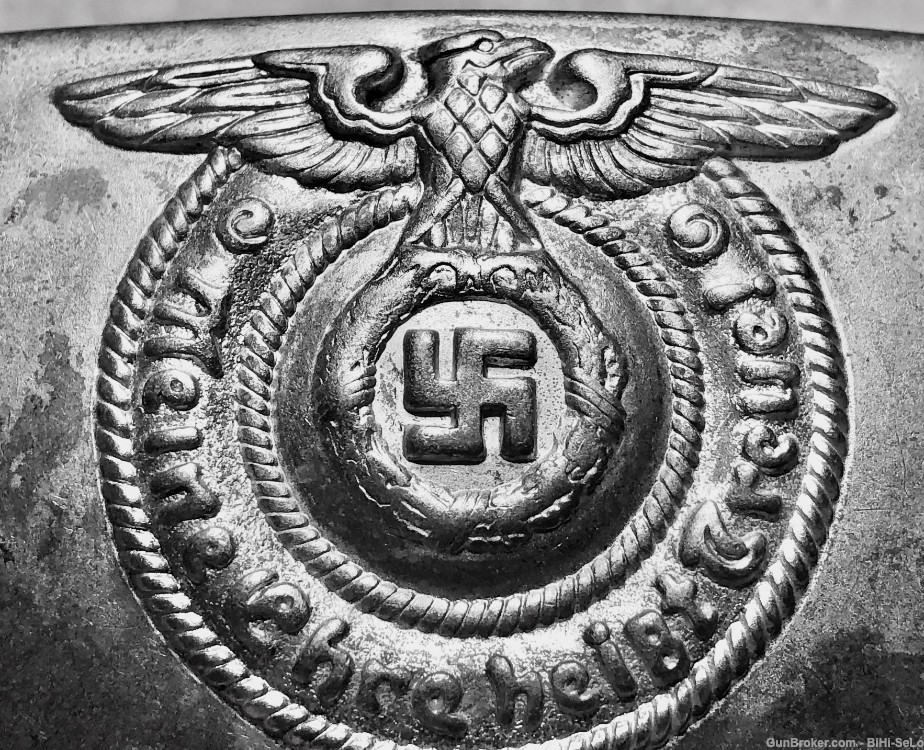 German WWII SS EM Buckle, Plated Steel, marked (RZM) 155/40 (SS), VG...$35.-img-10