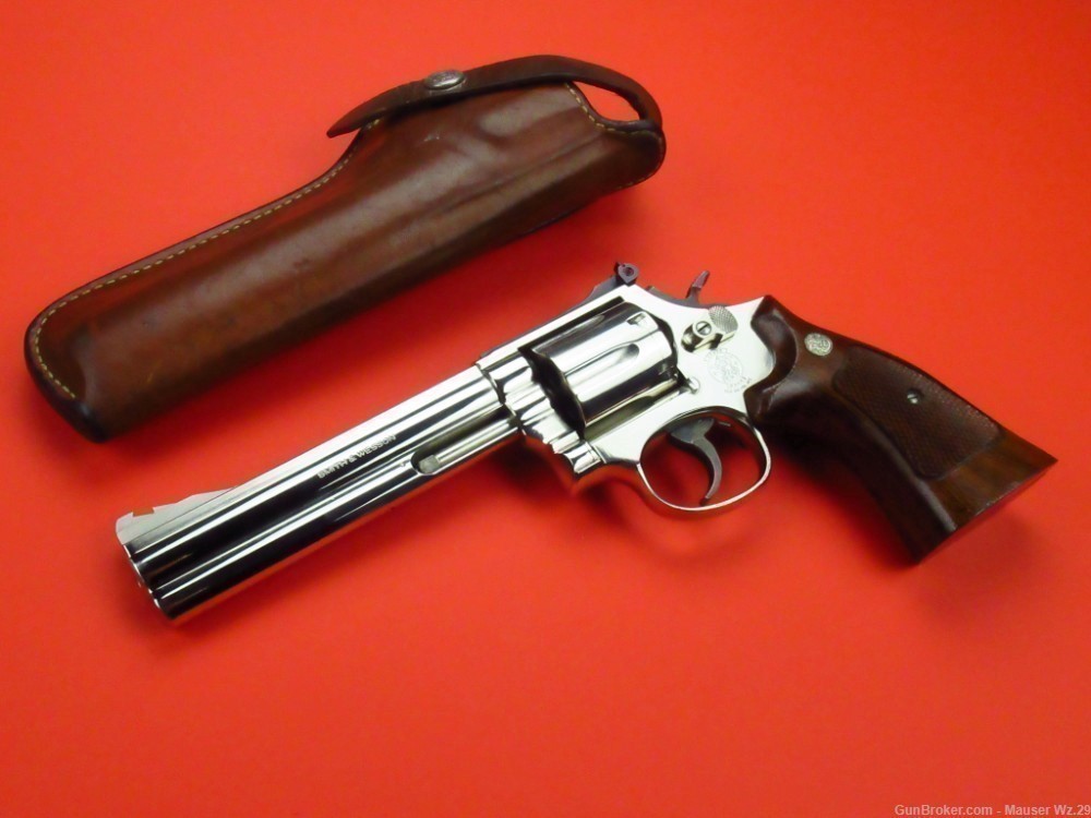 Rare  early 1980'S 586 Nickel Smith & Wesson Revolver 357 Magnum S&W -img-0