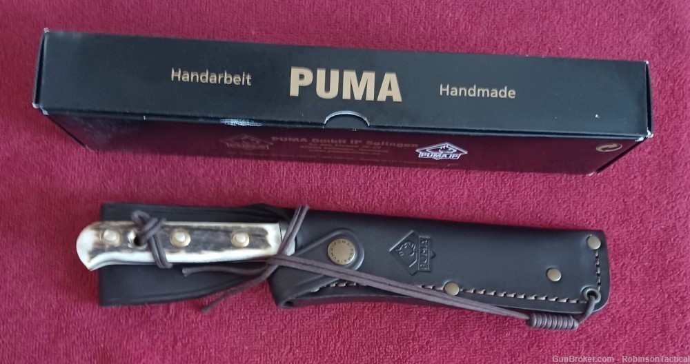PUMA HANDMADE ORIGINAL BOWIE KNIFE GENUINE STAG "NIB"-img-4
