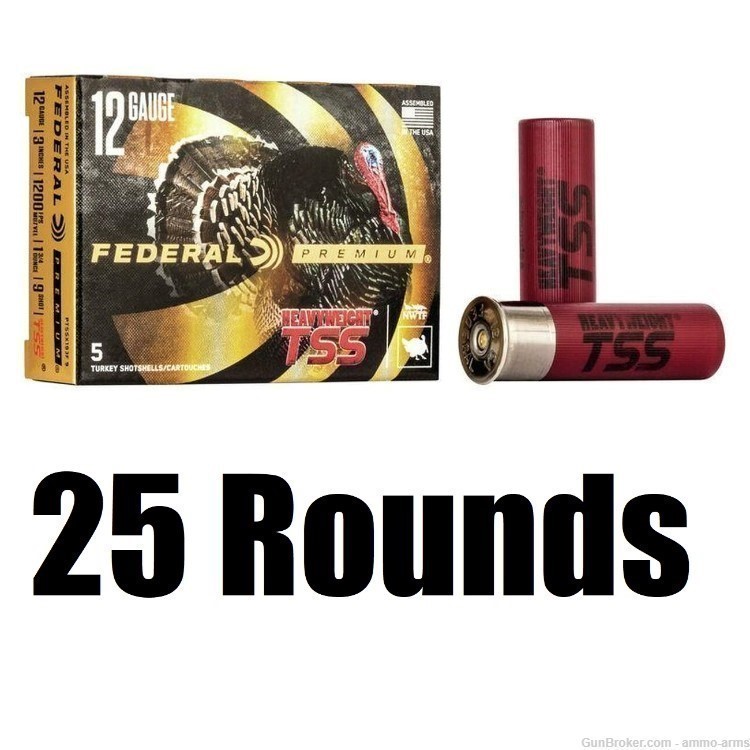 Federal Premium Heavyweight TSS 12 Gauge 1-3/4 oz 9 Shot - 25 Rounds -img-1