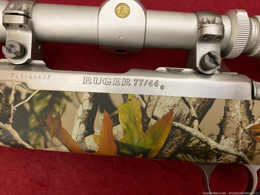 Excellent Ruger M77/44 77/44 .44 mag Stainless / Camo w/ silver Leupold VX1-img-32