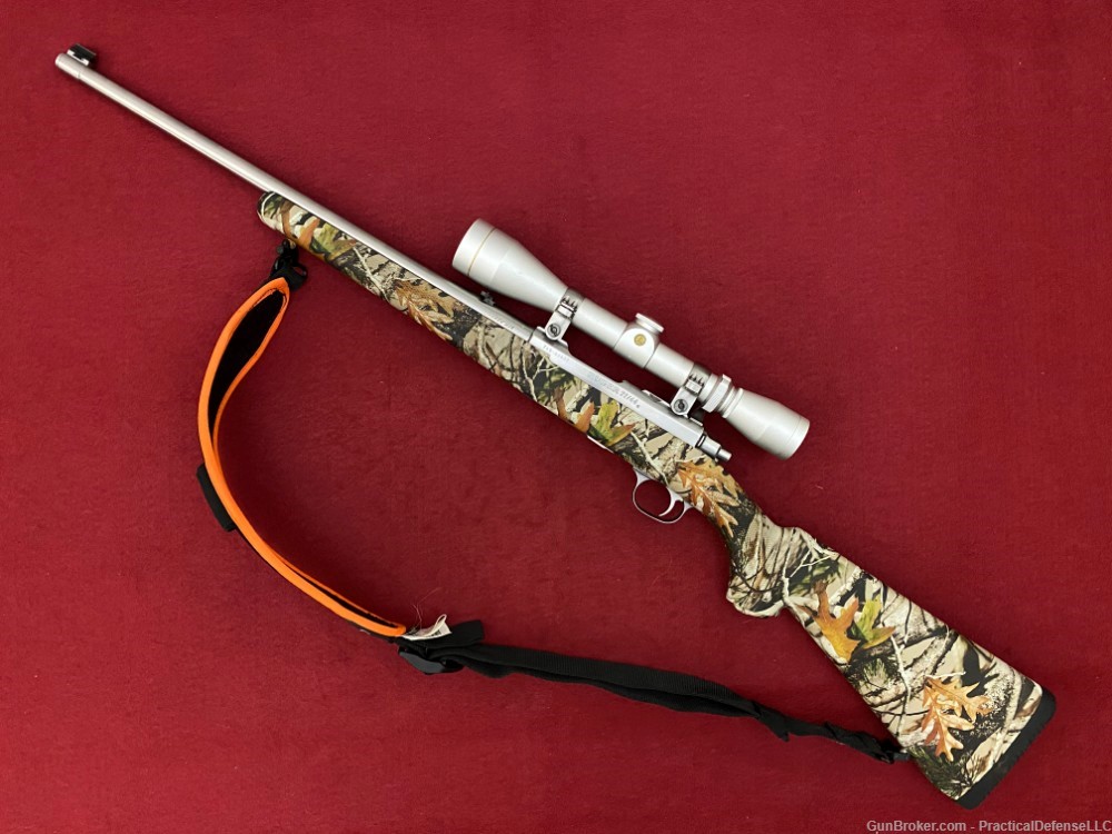 Excellent Ruger M77/44 77/44 .44 mag Stainless / Camo w/ silver Leupold VX1-img-1