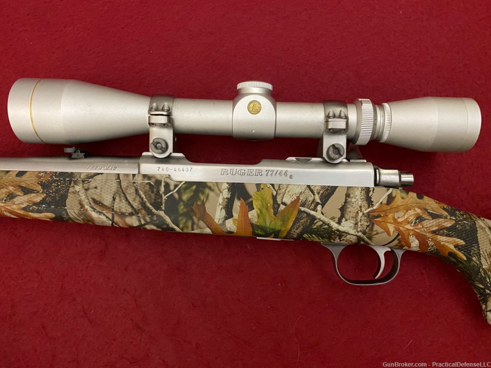 Excellent Ruger M77/44 77/44 .44 mag Stainless / Camo w/ silver Leupold VX1-img-28