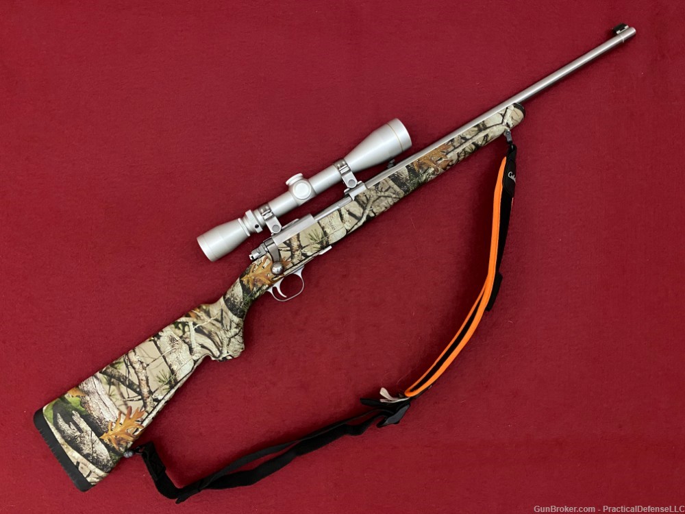 Excellent Ruger M77/44 77/44 .44 mag Stainless / Camo w/ silver Leupold VX1-img-0