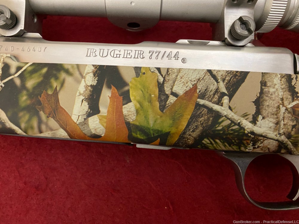 Excellent Ruger M77/44 77/44 .44 mag Stainless / Camo w/ silver Leupold VX1-img-33