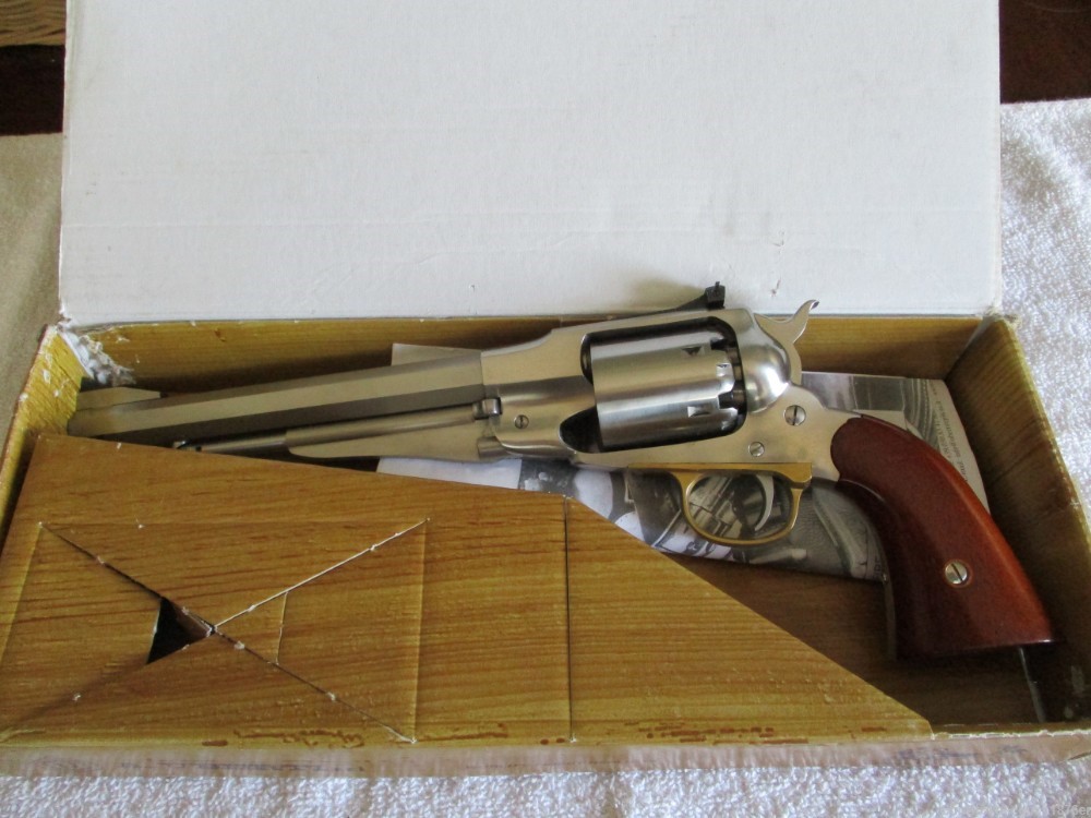 Stainless Steel Uberti Remington 1858 Army Target Model 44 cal Revolver-img-0