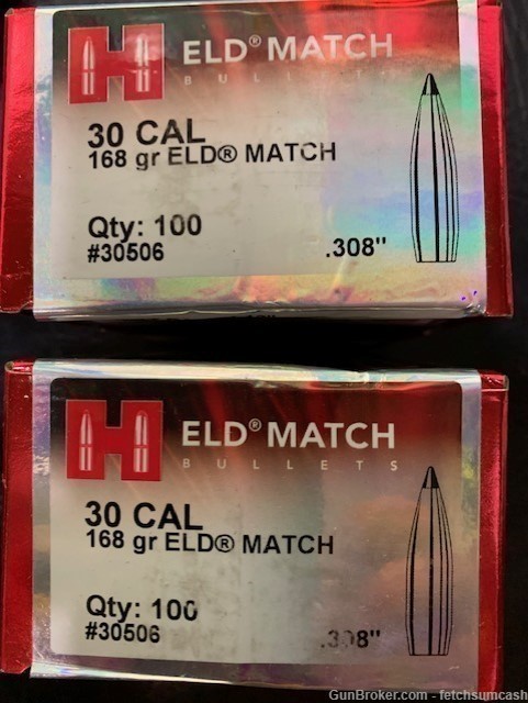 200 Count Hornady 30cal. 168gr. ELD Match part no. 30506-img-0