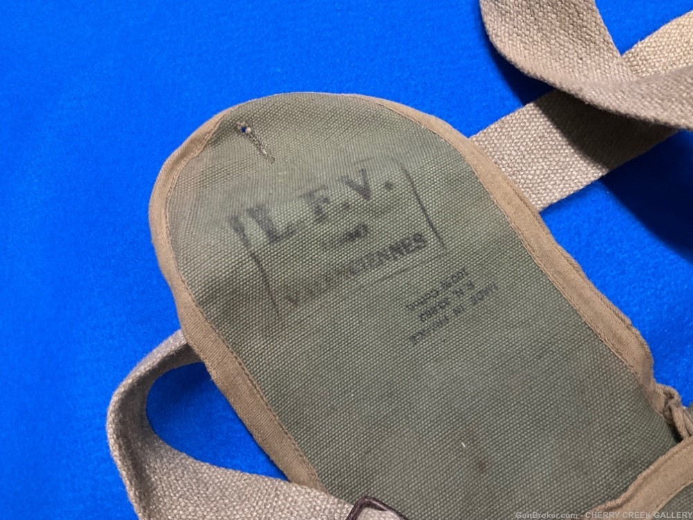 Vintage French Valenciennes 1940 military bag canvas ww2 RARE LFV -img-4