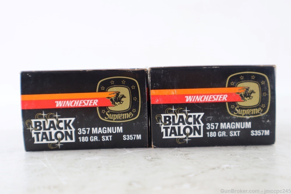Rare Vintage Winchester .357 Mag Black Talon Ammo 2 Boxes 40 Rounds 180 GR-img-1