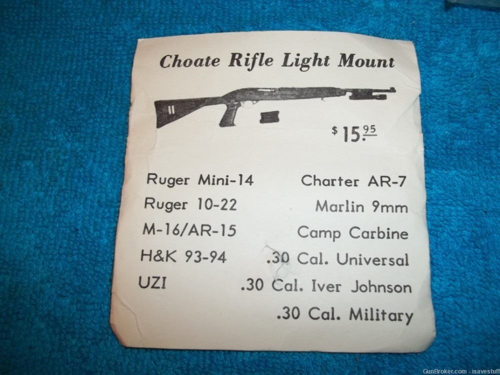 NOS Vintage Choate Rifle Light Mount Mini 14 AR15 UZI 30cal Carbine M16-img-1