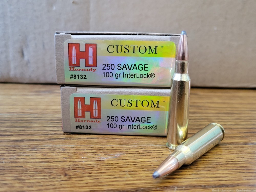 Hornady Custom 250 Savage 100gr interlock 20 rounds (Rare)-img-0