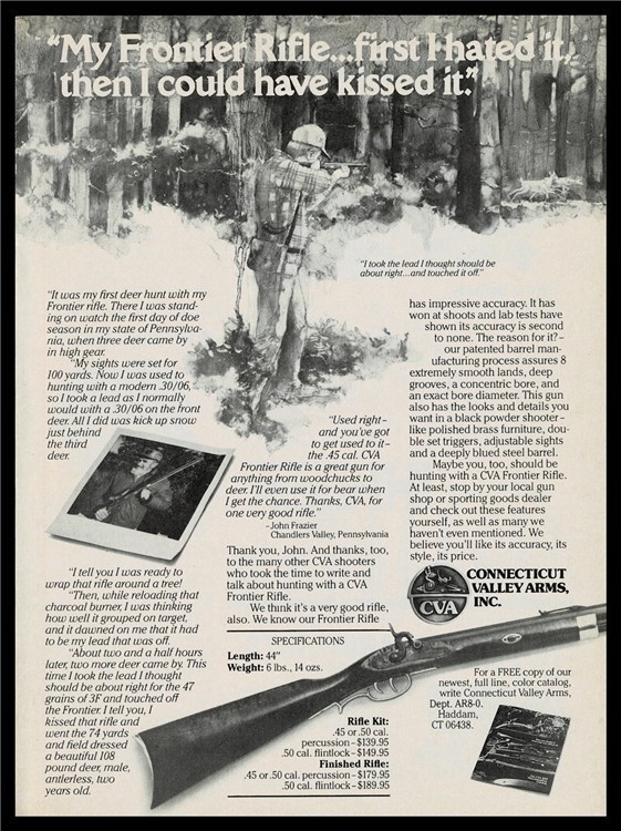 1980 CONNECTICUT VALLEY ARMS CVA .45 Frontier Rifle AD Pennsylvania Hunter-img-0