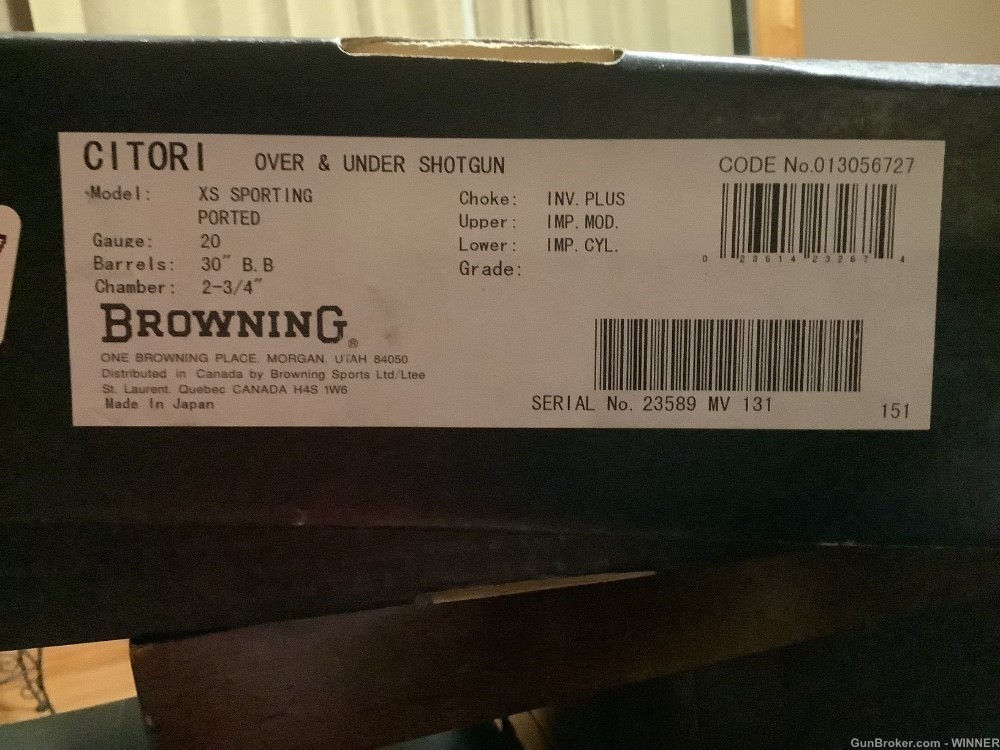 Browning  Citori 20ga XS Sporting 30” ported barrel NIB 325 425 525 625 725-img-0