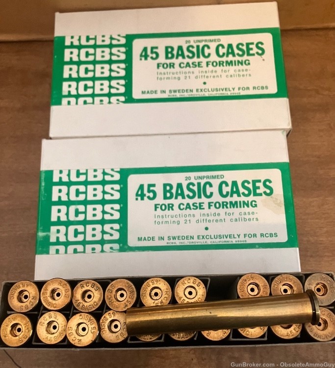 45 Basic Brass NEW 20 cases 3.165 Long MINT Sealed boxes RCBS Sharps -img-0