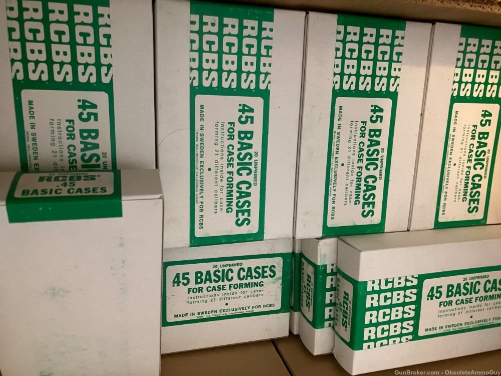 45 Basic Brass NEW 20 cases 3.165 Long MINT Sealed boxes RCBS Sharps -img-1