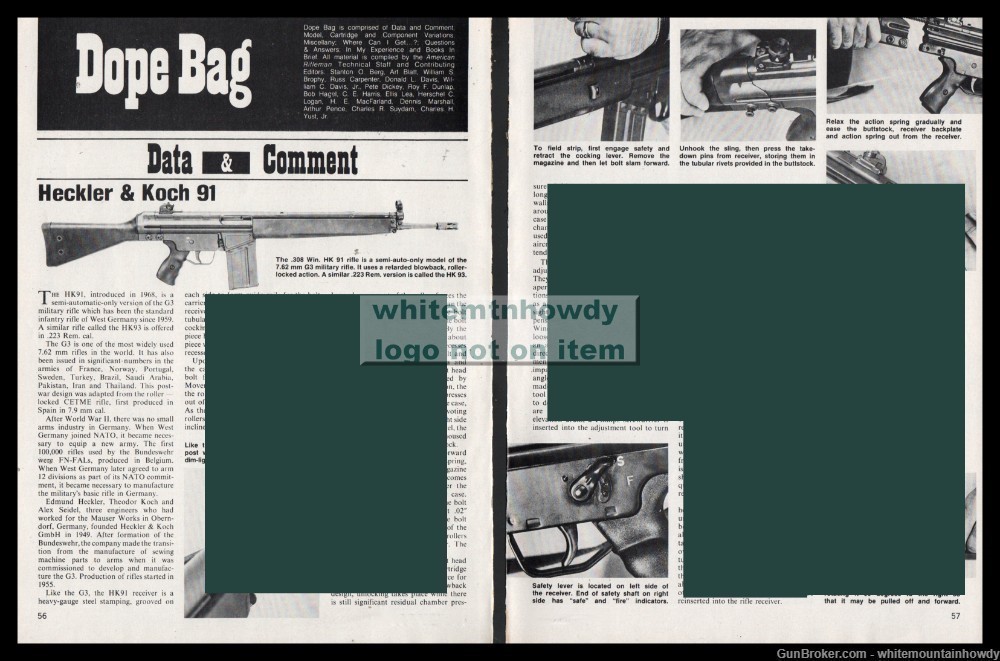 1981 HECKLER & KOCH Model 91 Win. 308 Rifle 2-page Evaluation Article-img-0