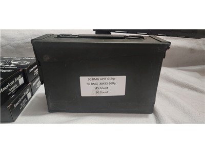 130 Rounds of .50 BMG APIT + 30 660gr FMJ in Ammo Tin with Desiccants 