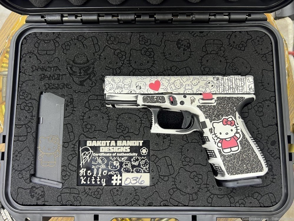 Hello Kitty Glock 19 9MM Engraved with Custom Case-img-0