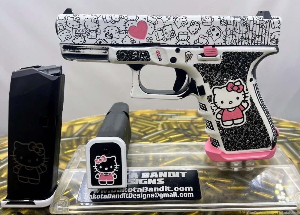Hello Kitty Glock 19 9MM Engraved with Custom Case-img-1