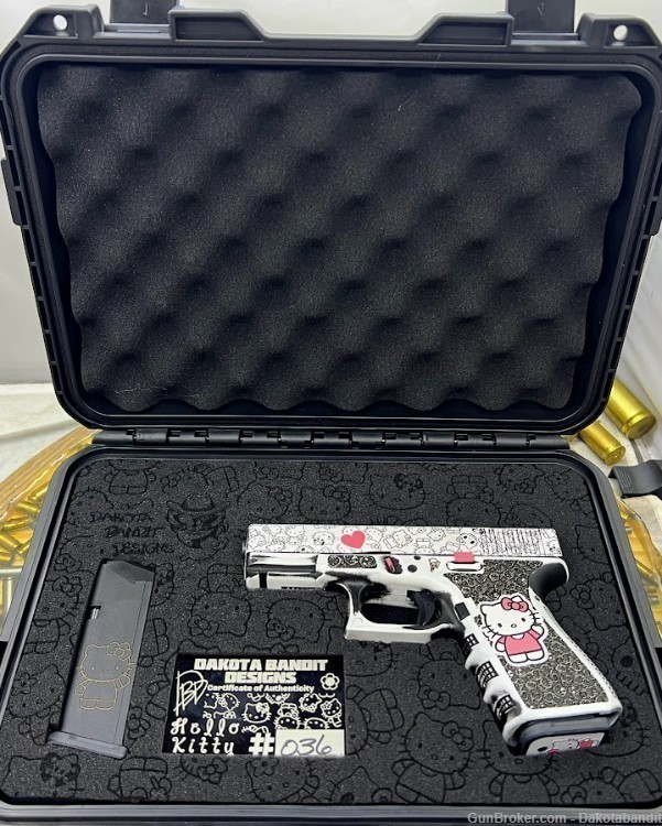 Hello Kitty Glock 19 9MM Engraved with Custom Case-img-3