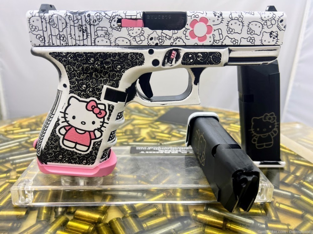 Hello Kitty Glock 19 9MM Engraved with Custom Case-img-6