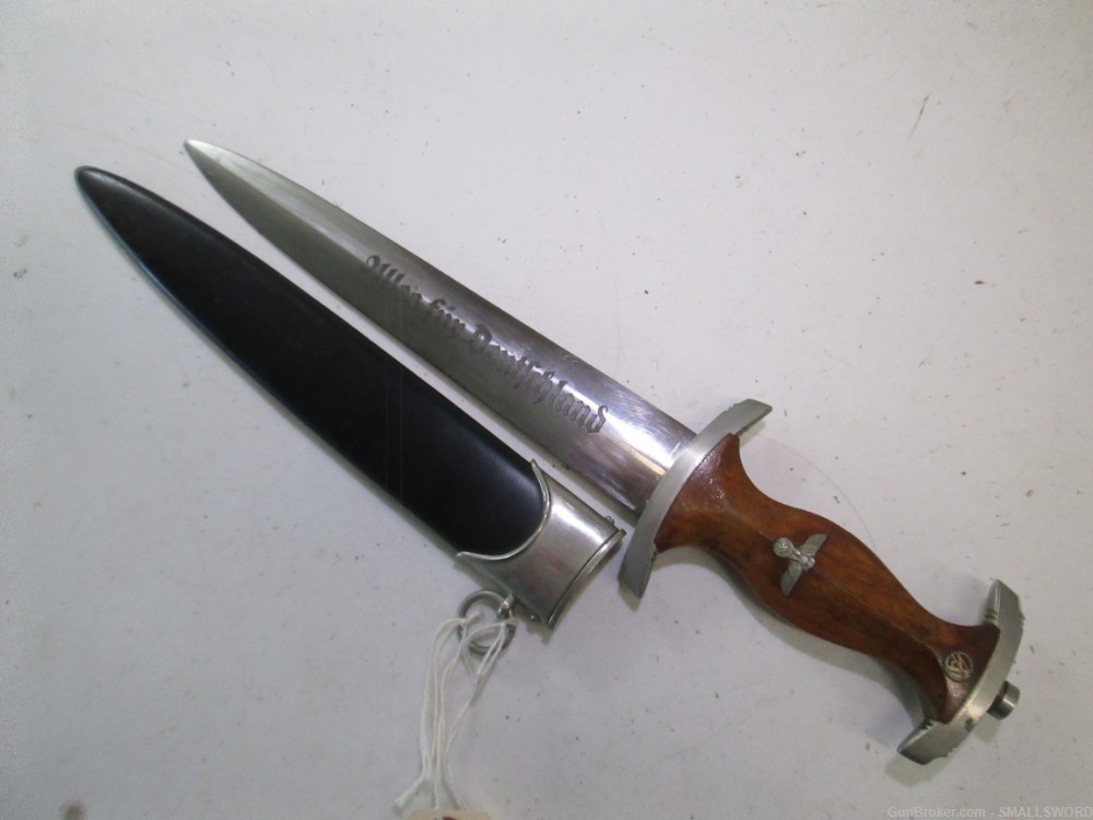 Original WWII German NSKK Dagger with Moto and Scabbard Marked HAENEL W47-img-0
