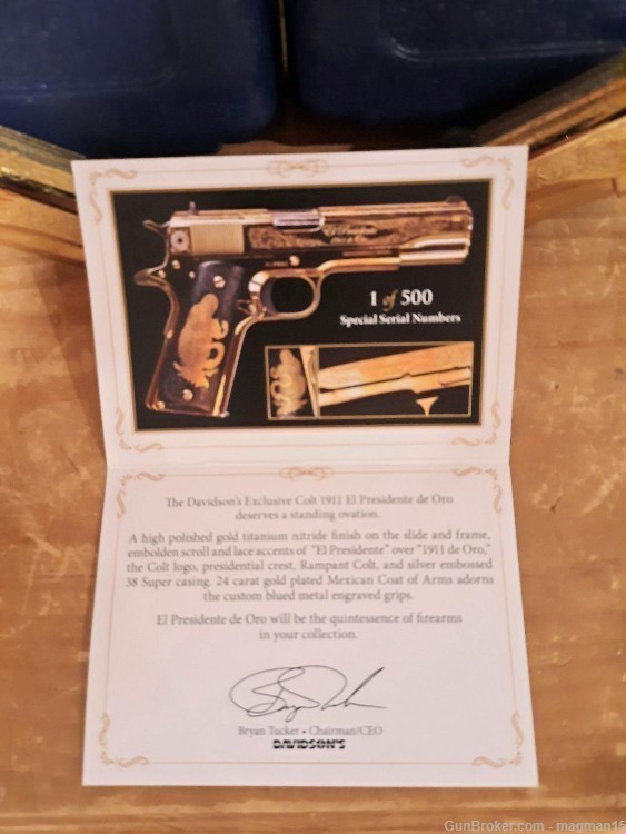 Colt 1911 38 Super El Presidente De Oro Gold Engraved 1 OF 500 NEW LIMITED -img-2