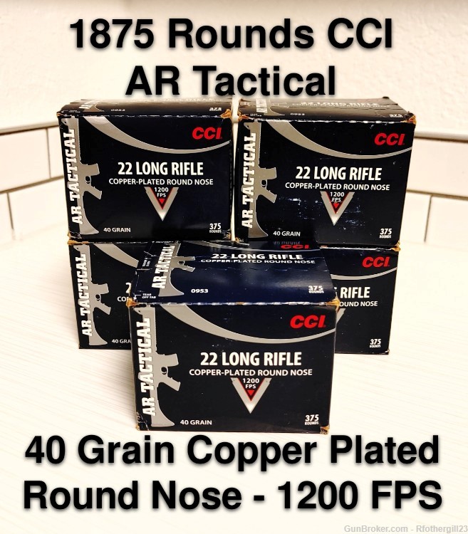 1875 Rounds CCI AR Tactical 22 Long Rifle 40 Grain Copper Plated Round Nose-img-0
