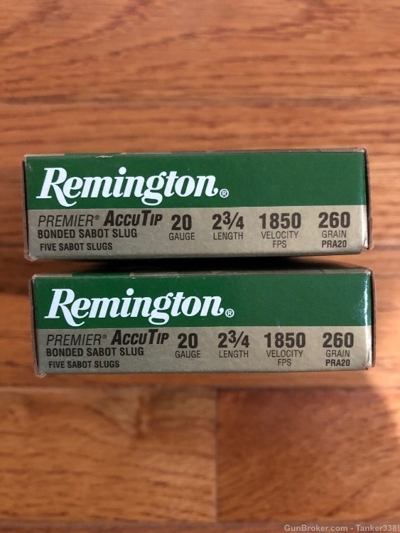2 boxes/ 10 rounds 20 gauge sabot slug Remington Premier AccuTip -img-1