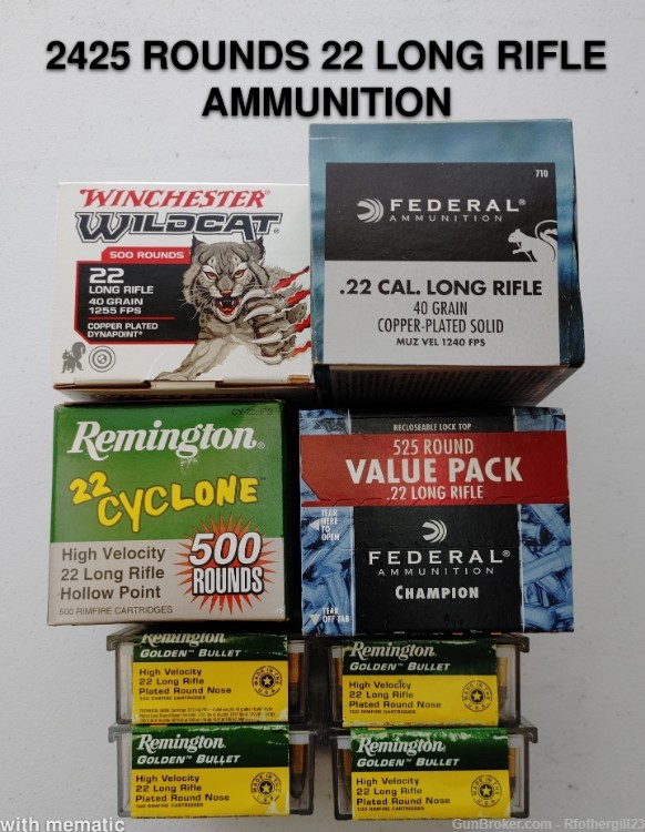 2425 Rounds Federal, Remington & Winchester 22 Long Rifle Ammunition-img-0