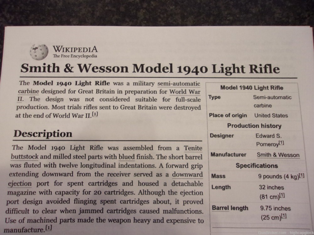 TEN Smith & Wesson 1940 9mm Light Rifle 20 Round Magazines 99% $1START   -img-7