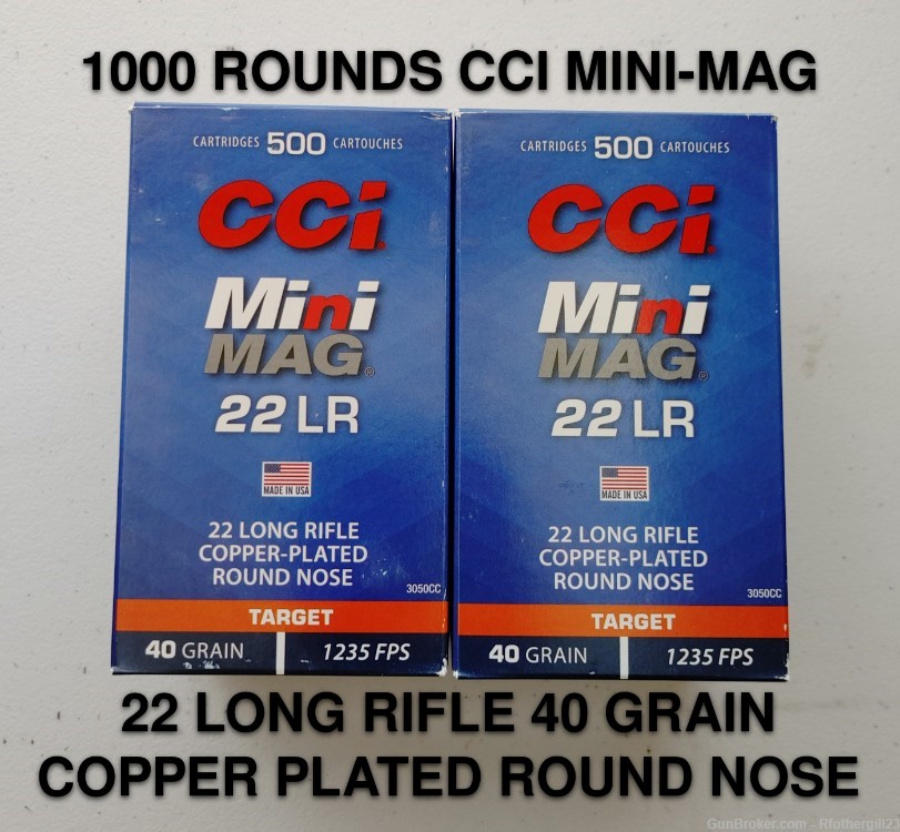 1000 Round CCI Mini Mag 22 Long Rifle 40 Grain Copper Plated Round Nose LR-img-0