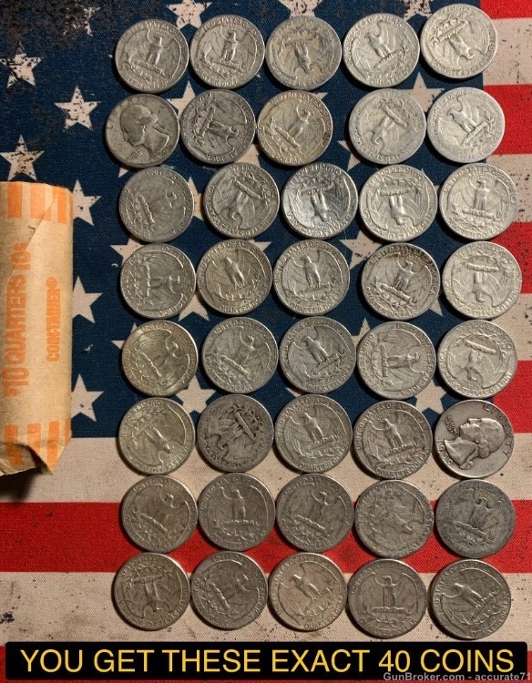 90% Silver Washington Quarters 40 Coins $10 Face Coin Quarter-img-1