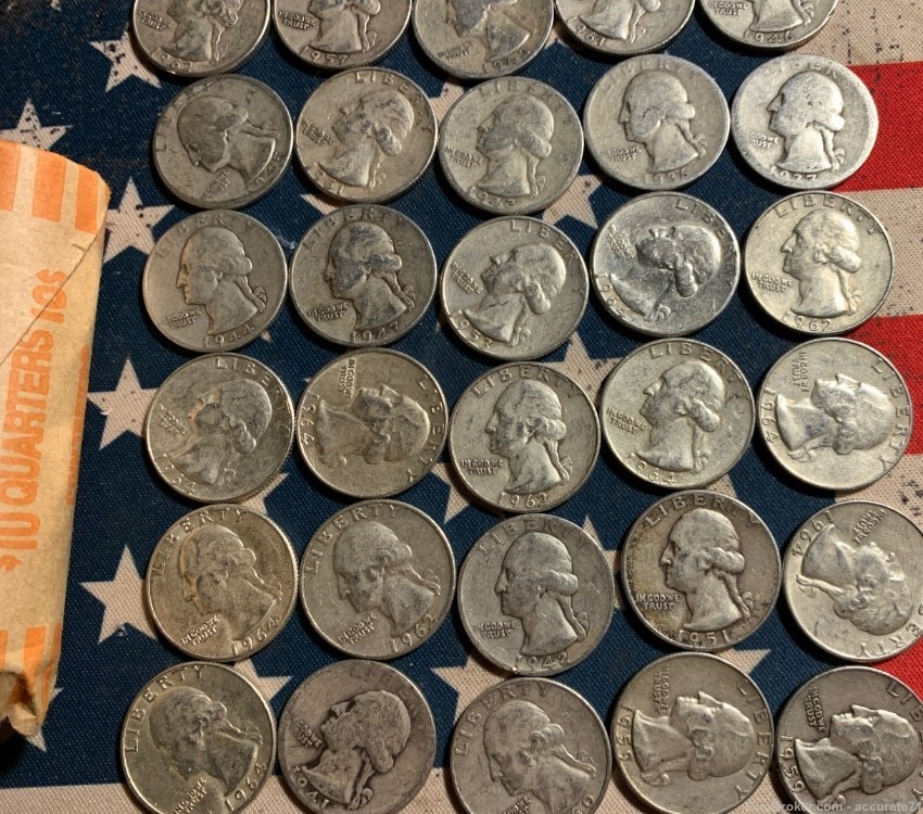 90% Silver Washington Quarters 40 Coins $10 Face Coin Quarter-img-3