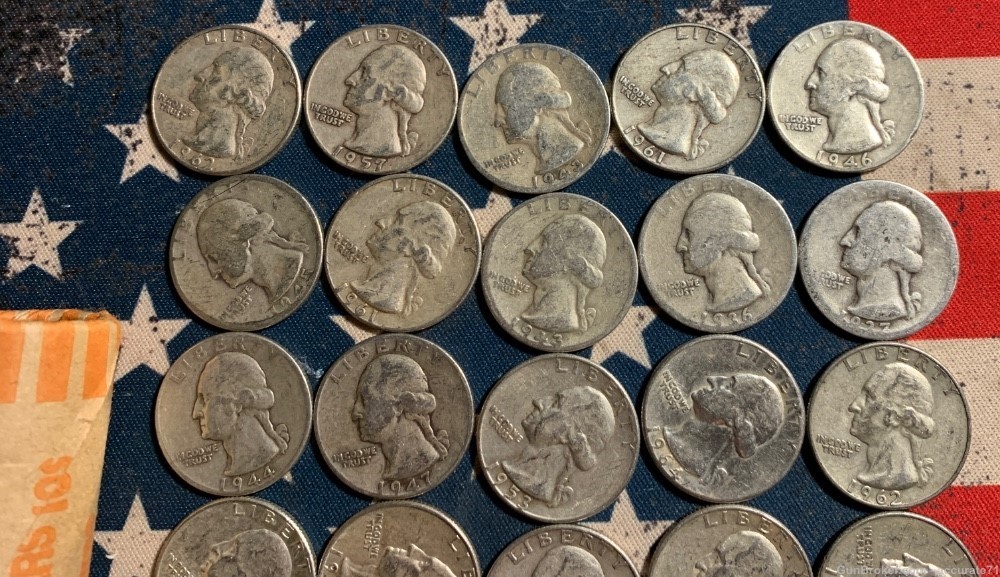 90% Silver Washington Quarters 40 Coins $10 Face Coin Quarter-img-2