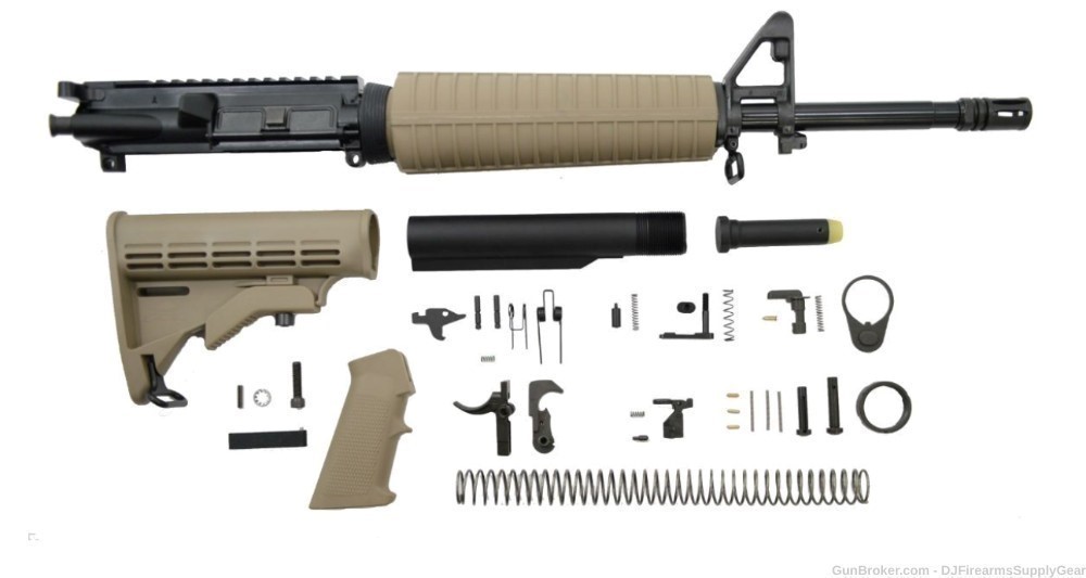  AR-15 5.56mm Complete MidLength Carbine Parts Kit FDE Stock Grip & HG-img-0
