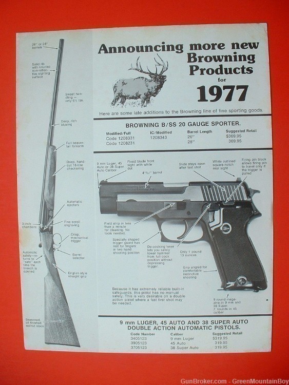 1977 OEM BROWNING Full-Line Catalog, Flyers, Price List- XLNT !-img-1