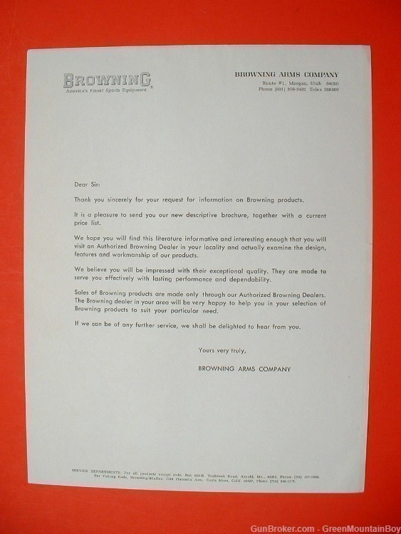 Scarce 1970 OEM BROWNING Catalog, Price Lists, Flyer, Factory Letter - XLNT-img-4