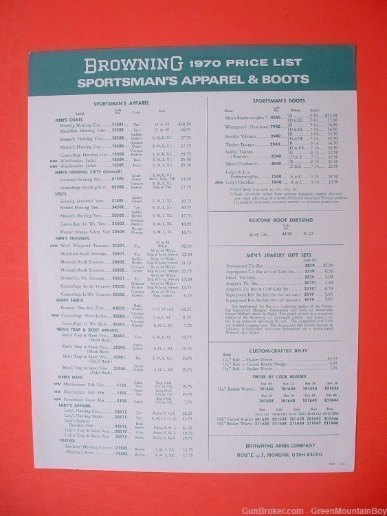 Scarce 1970 OEM BROWNING Catalog, Price Lists, Flyer, Factory Letter - XLNT-img-3