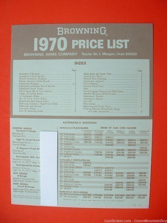Scarce 1970 OEM BROWNING Catalog, Price Lists, Flyer, Factory Letter - XLNT-img-2